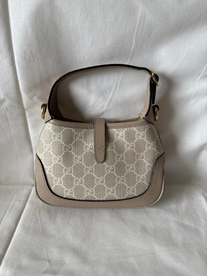 Gucci Mini Jackie 1961 in Beige & White Canvas