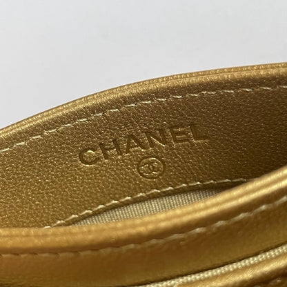 Preloved Chanel 19 Gold Metallic Quilted Lambskin Cardholder