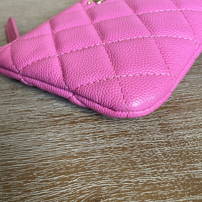 CHANEL Caviar Quilted Small Cosmetic Case Dark Pink 1199704
